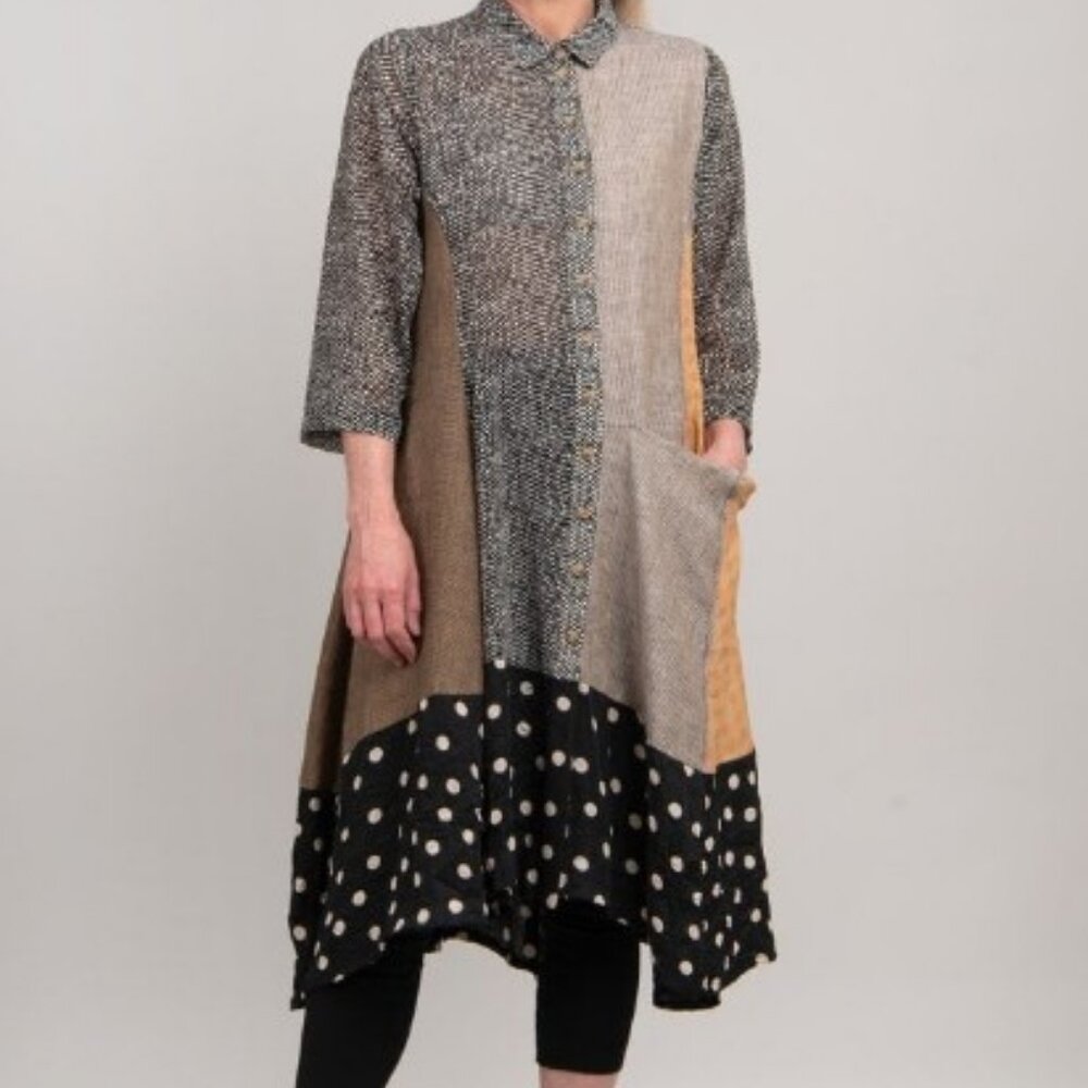 Alembika Meredith mixed pattern trapeze shirt dress women's size 1